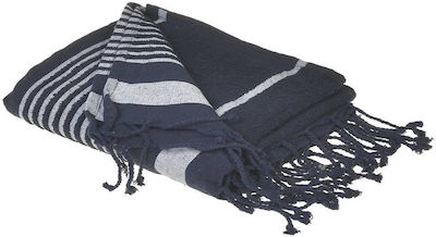 Inart Ble Beach Towel Pareo Blue with Fringes 170x90cm.