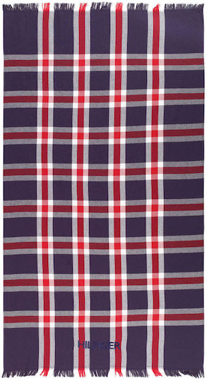 Tommy Hilfiger Ranch Παρεό Βαμβακερό Μπλε με Κρόσσια 170x90εκ.