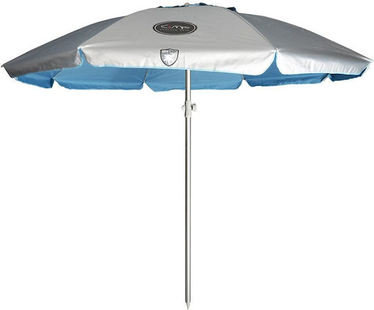 Campo Cuba 220 Beach Umbrella Diameter 2.2m with UV Protection and Air Vent Silver/Blue