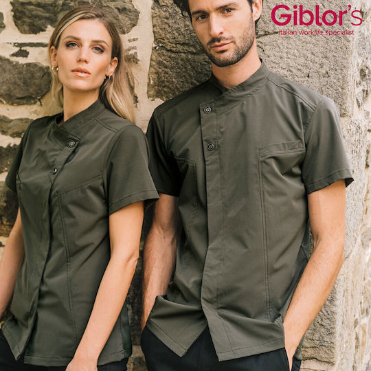 Giblor's Σακάκι Σεφ Γυναικείο Χακί με Κοντό Μανίκι Megan