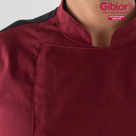 Giblor's Haina Bucătar Unisex Burgundy cu Mâneci scurte Thiago