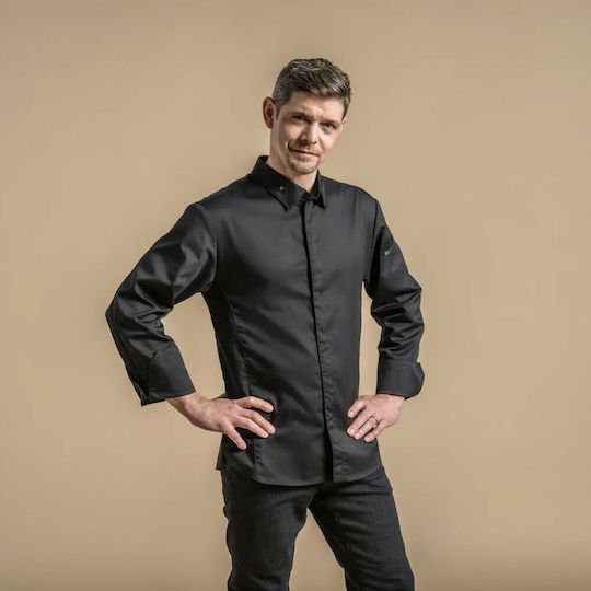 Clement Design Σακάκι Σεφ Unisex Μαύρο με Μακρύ Μανίκι Milano