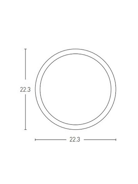 Zambelis Lights Round Outdoor LED Panel 20W with Warm White Light 3000K 22.3cm