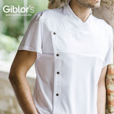 Giblor's Lapo Chef Short Sleeve Polyester Jacket White