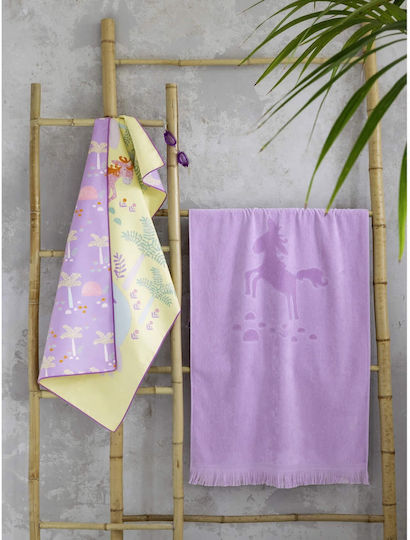 Nima Fairytale Kids Beach Towel Lilac Unicorns 140x70cm