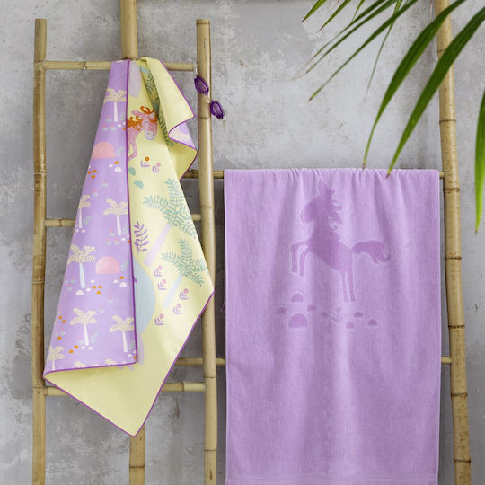 Nima Fairytale Kids Beach Towel Lilac Unicorns 140x70cm