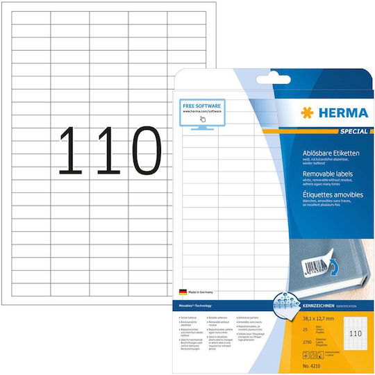 Herma 2750 Selbstklebende A4-Etiketten 38.1x12.7mm