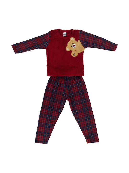 Bär Jungen-Fleece-Schlafanzug bordeaux W23