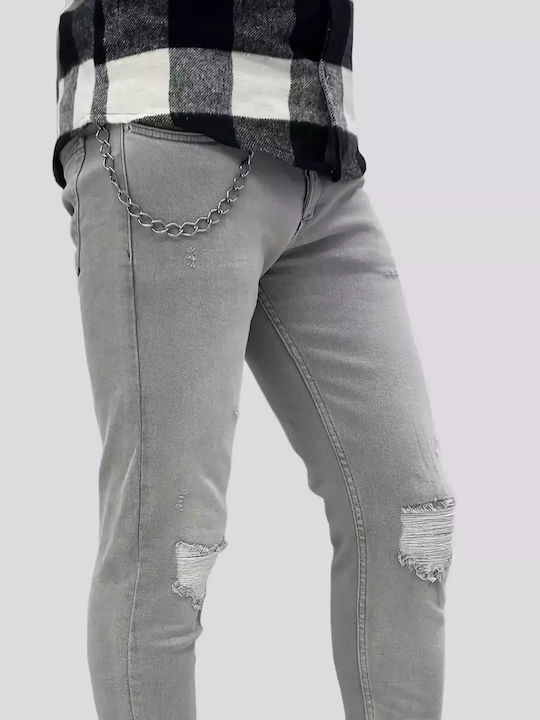 Grey jeans with chain on the side