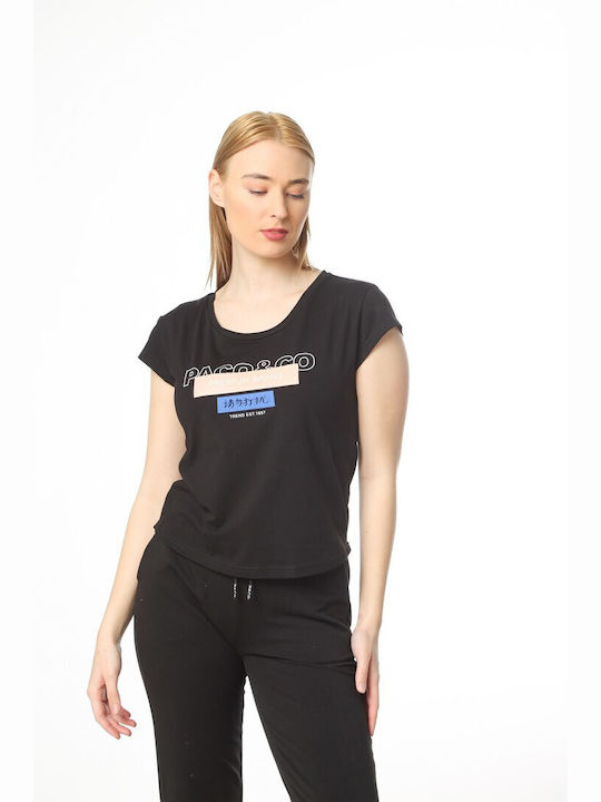 Paco & Co Premium Brand Damen T-shirt Schwarz