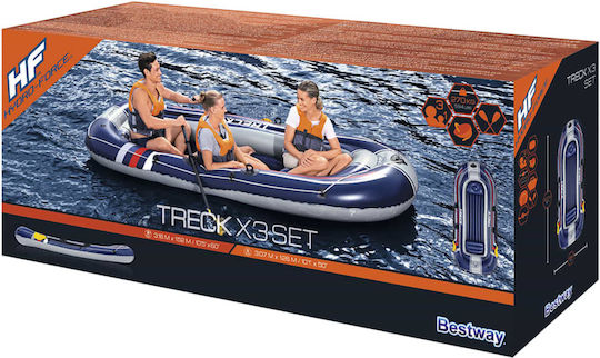 Bestway Hydro-Force Treck X3 Inflatable Boat 3 People Blue 255x127cm