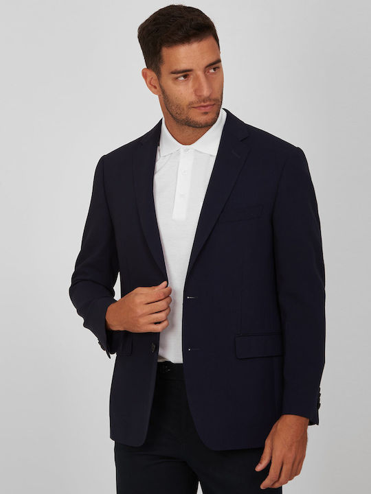 Super 110's modern fit Kaiserhoff Dark Blue WOOL SOLID COLOR EVENING, ALL DAY, BUSINESS, BLAZER