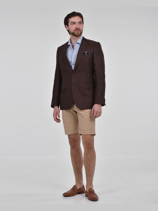 Kaiserhoff Brown Linen Modern Fit Suit Jacket