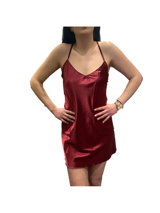 Nightgown Satin Fontana Di Vita in Bordeaux Colour