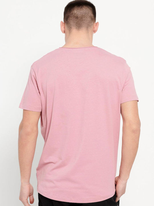 Funky Buddha Ανδρικό T-shirt Ροζ Μονόχρωμο