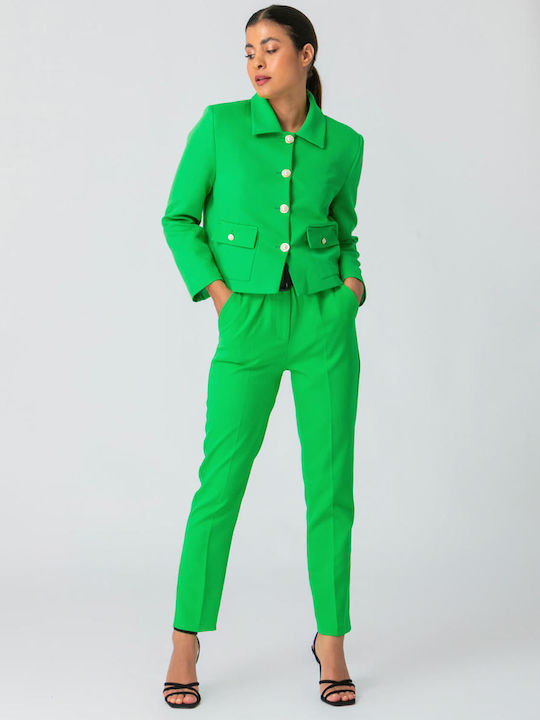 Women's Jacket with Buttons N2110 - Crop GREEN 027100007200833