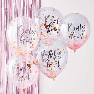 Baby Girl Pink Baby Shower Balloons, Set of 5