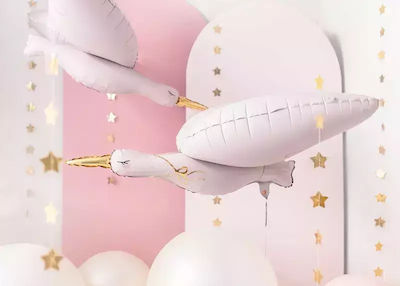 Stork Foil Soft Pink Balloon, 103 x 60cm.