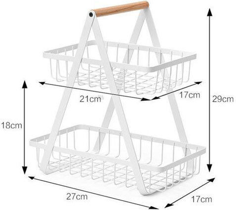 Obstschale Metallisch 2 Niveaus Weiß 27x17x29cm