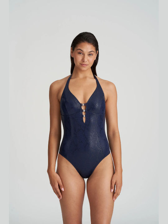 Marie Jo SAN DOMINO 1005532-EVB, Padded Triangle Swimsuit One-piece swimsuit like snakeskin BLUE BLUE
