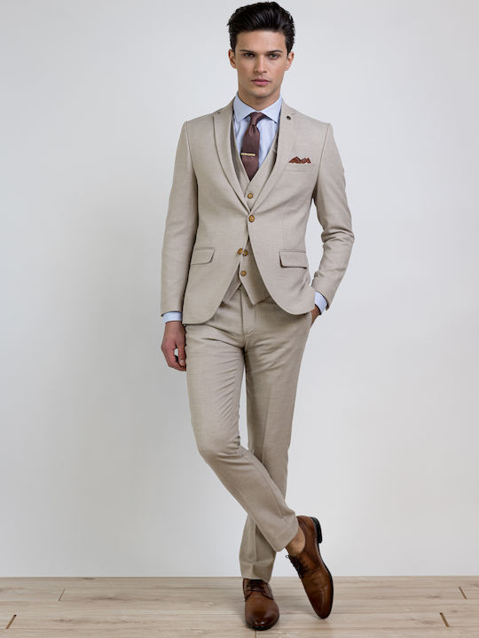 Beige Anzug Slim Fit MASSIMO