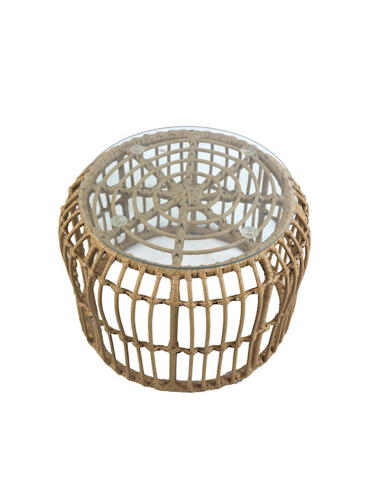 Masa Masa de lounge pentru spații exterioare mici Rattan cu suprafață din sticlă Albius 50x50x35buc