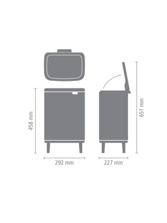 Brabantia Coș De Gunoi Bo Small Hi Plastic Împingeți Argintiu 12lt