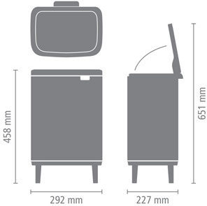 Brabantia Bo Small Hi Waste Bin Plastic Push Silver 12L