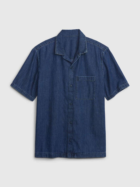 Short-sleeved Denim Shirt Blue