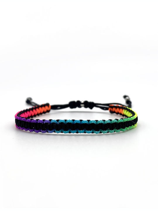 Square Knot Bracelet - Black and Rainbow