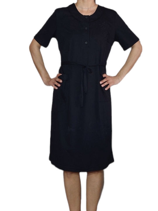 MarDim Dress Short Sleeve Black Short Sleeve Dress with 3 buttons