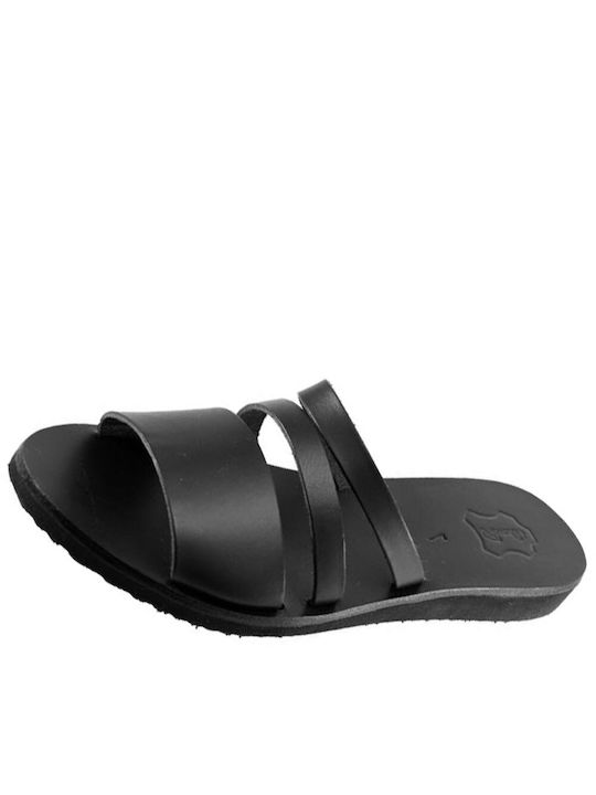 BLACK LEATHER HANDMADE SANDAL IRIS ROBAS