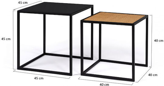 Square Zigon Set Lagos Wooden Beige 2 Pieces M45xL45xH45cm
