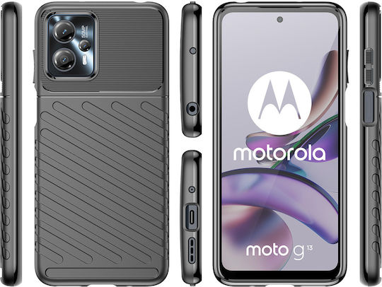 Hurtel Thunder Задна корица Силикон Черен (Moto G13)