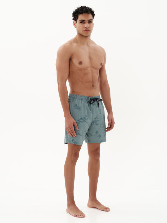 Men's Swimwear Shorts Green With Patterns