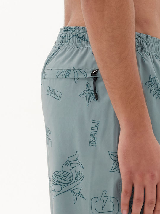Men's Swimwear Shorts Green With Patterns
