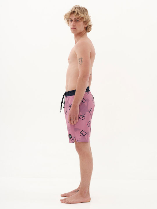 Leisure Men's Swimwear Bermuda Pink with Patterns