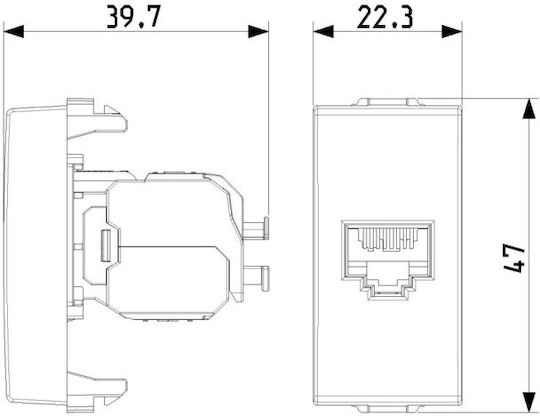 Vimar Neve Up Einzeln Netzsteckdose RJ45 ohne Rahmen Typ Cat6 in Weiß Farbe 09339.14