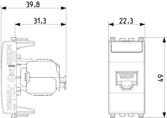 Vimar Priză De Rețea RJ45 Single Fără Cadru Tip Cat5 Gri 20339.11