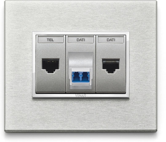 Vimar Eikon Единичен Мрежова контактна гнездо RJ45 без рамка Тип Cat6 в цвят Сребрист 20339.13.N
