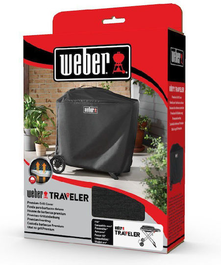 Weber Premium Grill Cover Black Compatible with the Traveler from Polyester 99.6cmx55.88cmx143.8cmcm