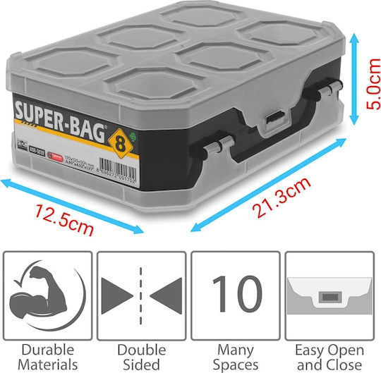Dual Side Organizator pentru Compartimentul de Unelte 10 Locuri Neagră 21.3x12.5x5cm.