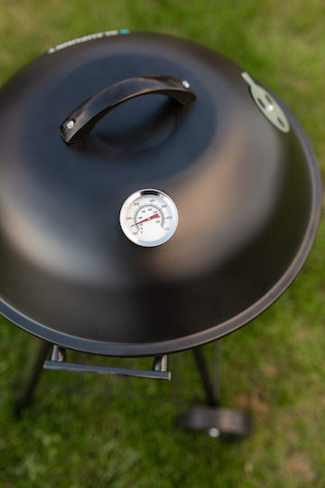 Blaupunkt Holzkohlegrill Kessel mit Deckel und Thermometer 44cmx44cm