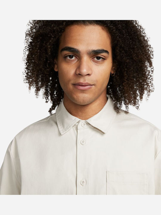 Club Button Down Top Kurzärmlig Baumwolle Hemd Beige