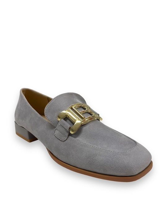 LAURA BIAGIOTTI Grey women's suede moccasins with buckle