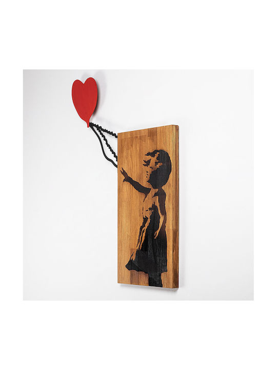 Artă Mixtă 3D Banksy Negru Din Lemn 60x83cm