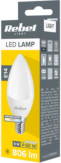 Rebel LED Bulb 8W 110mm for Socket E14 Natural White 806lm