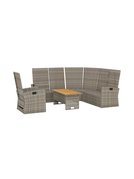Garten- und Outdoor-Möbelsets 3 Stück Grau mit Kissen