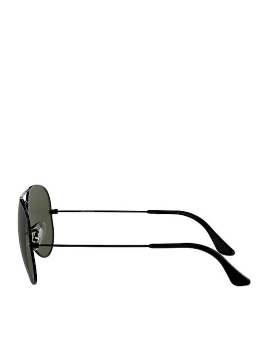 Ray Ban Aviator Unisex Sunglasses with Black Metal Frame and Green Lens RB3025 L2823