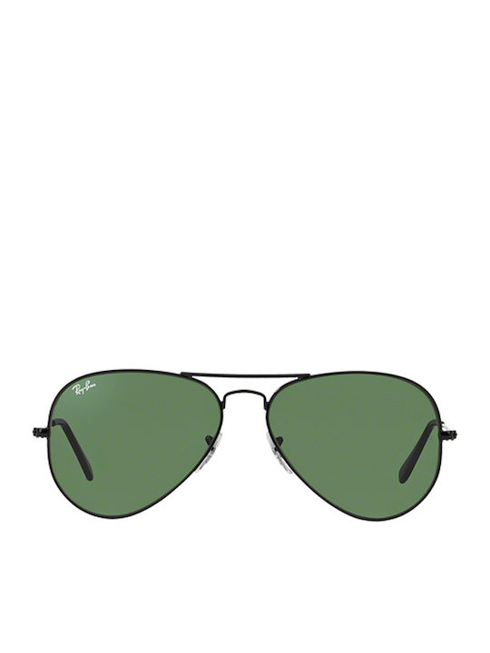 Ray Ban Aviator Unisex Sunglasses with Black Metal Frame and Green Lens RB3025 L2823